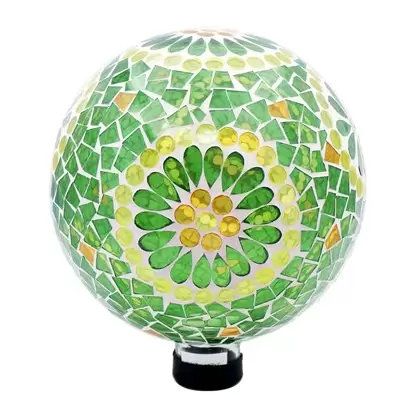 Gardener Select 10" Green Collage Glass Mosaic Garden Globe