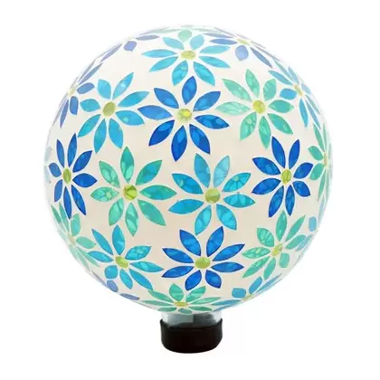 Gardener Select 10" Mosaic Blue Glass Garden Globe