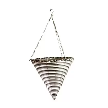 Gardener Select 14" Cone White/ Black Plastic Hanging Basket w/ Stiff Hanger 20/CS