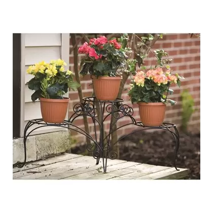 Panacea 3 Tiered Plant Stand With Finial Black
