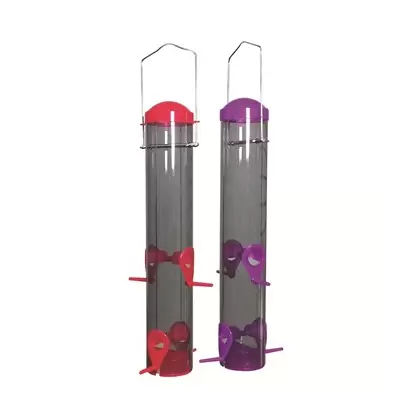 Audubon Dual Port Multi Color Plastic Tube Feeder
