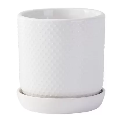 PHG 9"x9.5" Dotted Cylinder Planter Bright White 4/CS