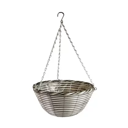 Gardener Select 14"' Round White/Black Plastic Hanging Basket with Stiff Hanger 24/CS