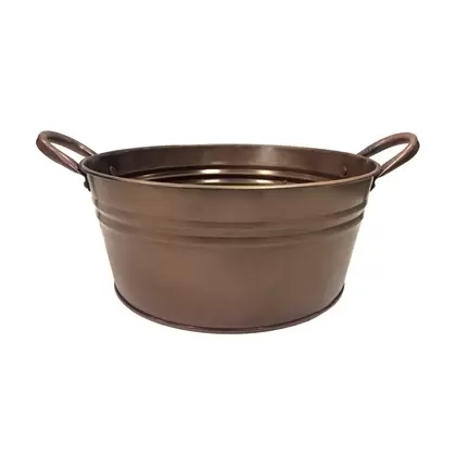 Gardener Select 9" Round Short Tin Bucket Antique Copper 9"wx10"h 12/CS