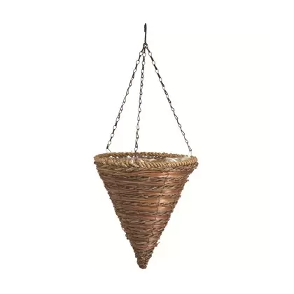 Panacea 12" Rope & Fern Cone Hanging Basket