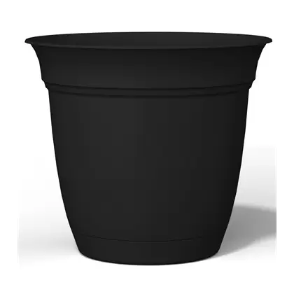 HC 16" Eclipse Pot With Attached Saucer Black