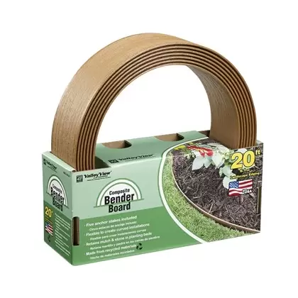 Valley View 3.5"x20' Board w/5 Metal Stakes Coil Light Brown