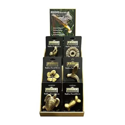 Festive 12pc Faucet Assortment - Festive Faucet Cardboard Counter Display