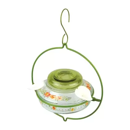 Natures Way 13oz Deco Glass Top-Fill Hummingbird Feeder Gardenia Bouquet
