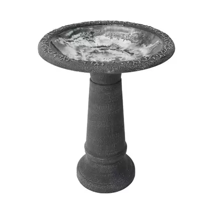 Algreen 20"x20"x20" Plastic/ Stone Composite Birdbath Gray