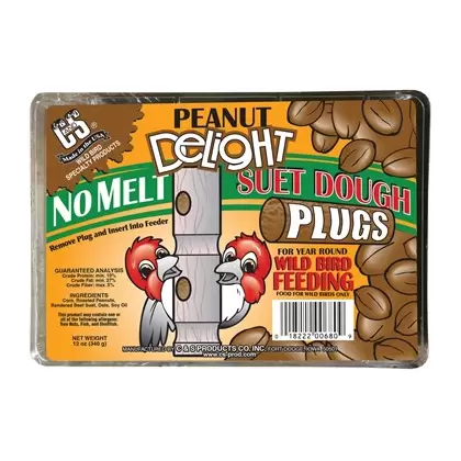 C&S 12oz Peanut Delight No Melt Suet Dough Plugs 4Pk