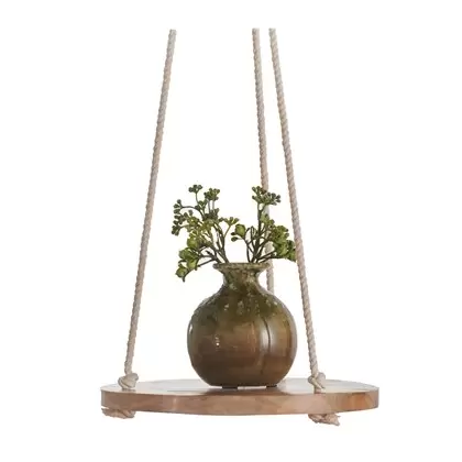 Primitive 8" Hanging Wooden Round Cotton
