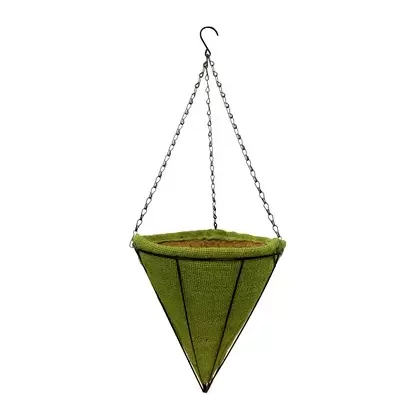 Gardener Select 12" Jute Cone Hanging Basket w/ Green Coco Liner 12/CS