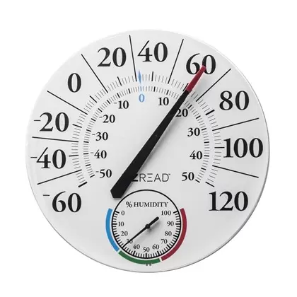 Headwind 12.5" EZ Read Dial Thermometer/ Hygrometer White w/ Hummingbirds