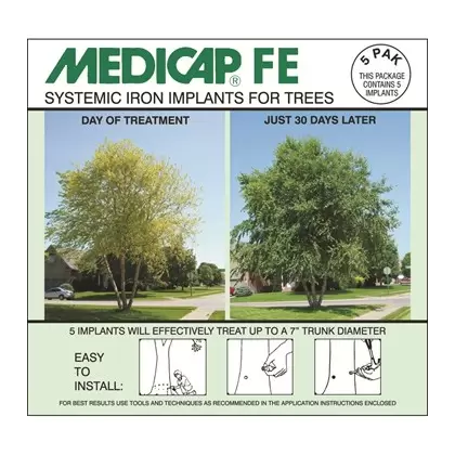 Medicap FE 5 PAK Iron 3/8" Diameter Implant 012162020109 1216202010 SYSTEMIC IRON TREE IMPLANTS PLANT NUTRIENTS