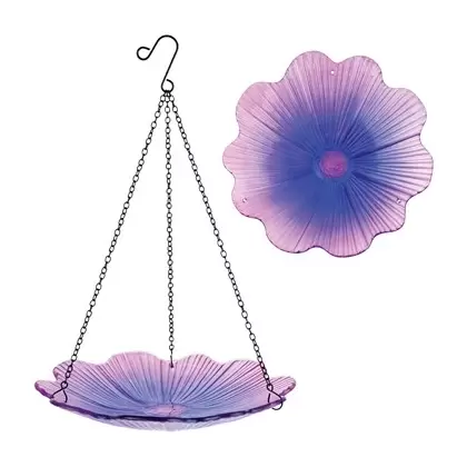 Natures Way 11in EcoCycle Hanging Birdbath Violet Begonia