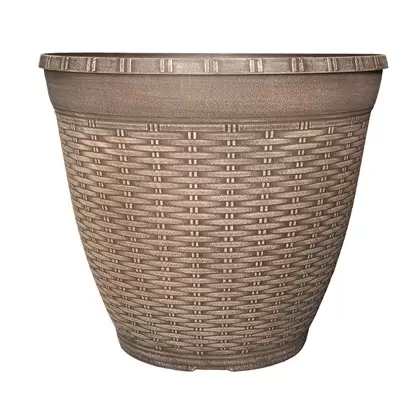 Grower Select 22.00 Round Wicker Pot Coffee Cream 20.5gal 15/CS - 22in OD x 18.74in H
