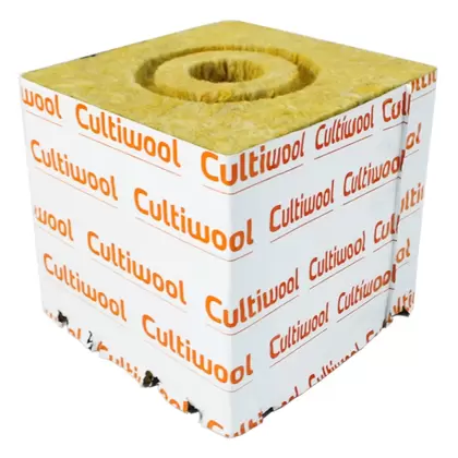 Cultiwool 6" x 6" x 6" Block w/ Optidrain & Donut Ring (48 Blocks/Case) - Cultilene