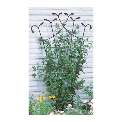 Panacea 80" Black Forged Fan Trellis With Leaves