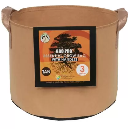 Gro Pro Essential Round Fabric Pot w/ Handles 3 Gallon - Tan (72/Cs)