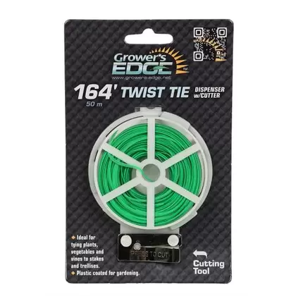 Grower's Edge Green Twist Tie Dispenser w/ Cutter - 164 ft (6/Cs)