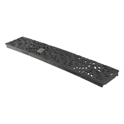 24" Rectangular HDPE Gray Decorative Botanical Channel Grate | NDS252GY
