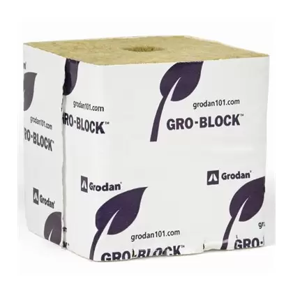 Grodan Gro-Block Improved GR10 - Large 4" (4x4x4) w/Hole - Strip - Carton (144/ Carton)