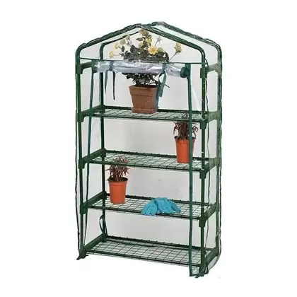 Gardener Select 4 Ventilated Shelf Small Greenhouse with Heavy Duty Transport Cover