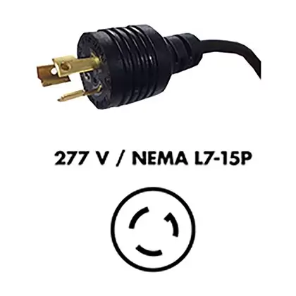 Fluence AC Cord, 6' ( 1829mm ), NEMA L7-15P Plug to M19 Push Lock Connector, Max 277V AC 10/CS