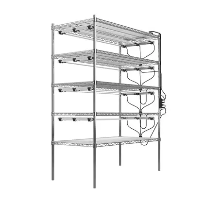 Fluence RAZR Modular Array 4-Tier Retail Kit, 12 48" Light Bars, 120-277V PSU2, DC Cabling for 8" Bar Spacing and Vertical 4-Tier Application, 2' Fixture Frames, Wire Hangers, 11" Dimming Cable, Single Retail Pack
