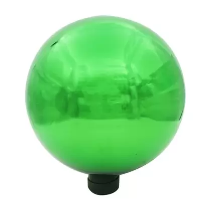 Gardener Select 10" Metallic Green Orb Glass Garden Globe
