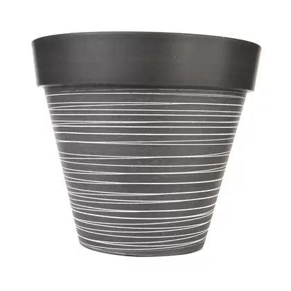 Gardener Select 14" Carved Finish with White Lines Light Grey Planter