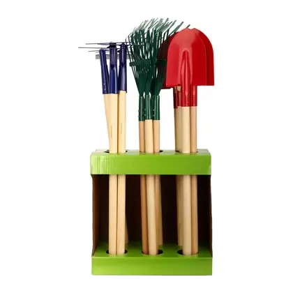 Gardener Select 18pc Kids Tool Display - 6pcs each Rake / Shovel / Hoe