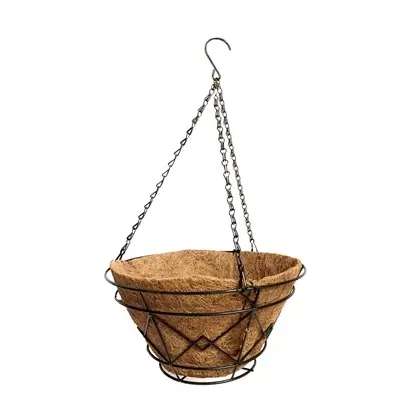 Gardener Select 12" Black Round Plaid Bucket Hanging Basket 12"wx6"h 6/CS