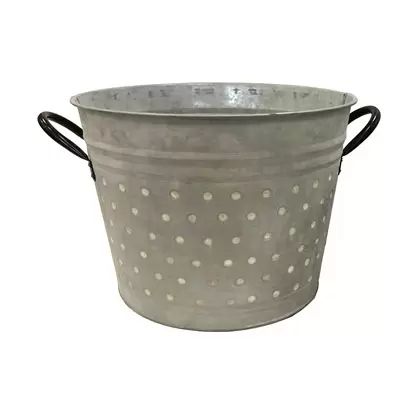 Gardener Select 11.8" White Metal Planter with Dot Design & Handles