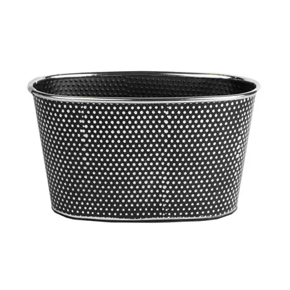 Gardener Select 10" Zinc Oval Planter Black with White Dot 9.5"x5.7"x5.5"