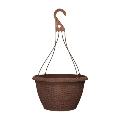 Grower Select 13.00 Wicker Hanging Basket with Hanger Chestnut 2.62gal 50/CS - 13in OD x 7.5in H