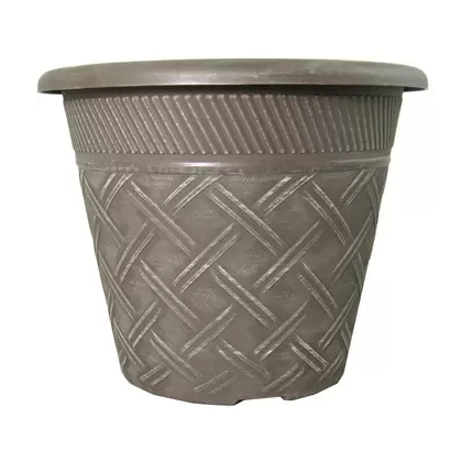 Grower Select 11.00 Nondas Lattice Pot ACP Aged Cappuccino 1.9gal 50/CS - 10.827in OD x 9.5in ID x 8.734in H