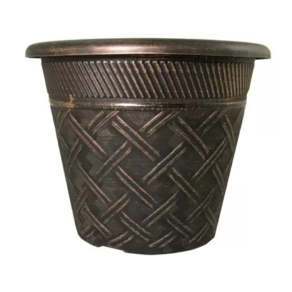 Grower Select 11.00 Nondas Lattice Pot Black / Copper 1.9gal 50/CS - 10.827in OD x 9.5in ID x 8.734in H