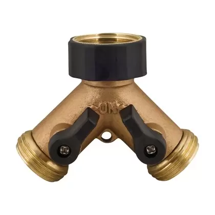 Melnor 2 Way Metal Hose Connector W/ Shut Off Valves