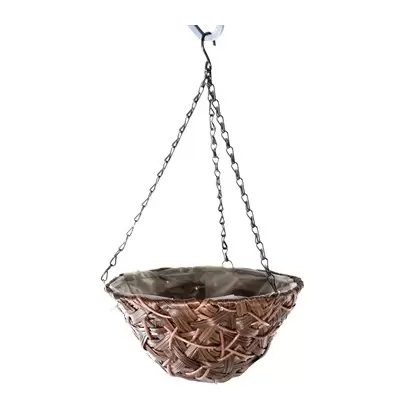 Gardener Select 12" Hanging Basket Round Brown Wicker 3 Strand Hanger 12/CS
