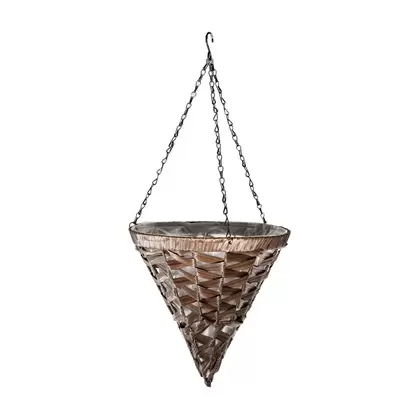 Gardener Select 14" Hanging Basket Cone Coffee Wicker 3 Strand Hanger 6/CS