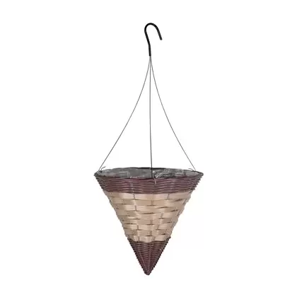 Gardener Select 14" Cone Hanging Basket Dark Brown Tan Band Wicker 20/CS