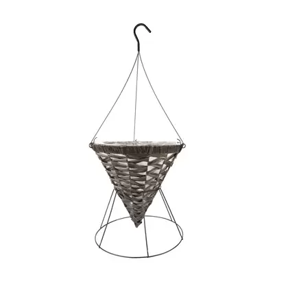 Gardener Select 14" Coffee Cone Hanging Basket with Black Stand & 3 Strand Black Stiff Hanger