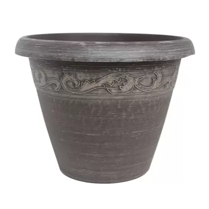 Grower Select 13.00 Naomi Planter Aged Cappuccino Tan Brush on Brown 2.95gal 12/CS - 13.2in OD X 10.2in H x7.12in BD