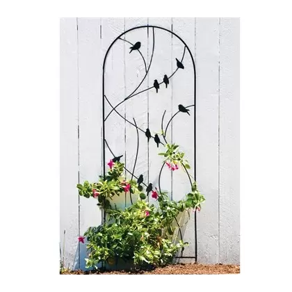 Panacea 72" Perched Bird Trellis Black