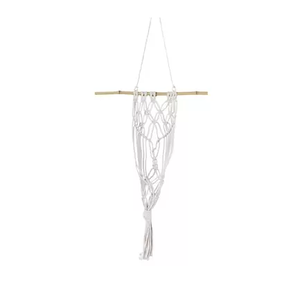 Primitive Large Macrame Wall Planter Antique White