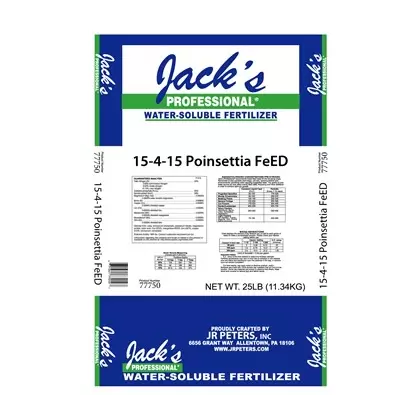Jacks Prof Poinsettia FeED + CaMg 15-4-15 25Lb (80/Pl)