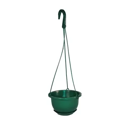 BLD 6.00 HANGING BASKET WITH SAUCER PLASTIC HANGER GREEN 6903021