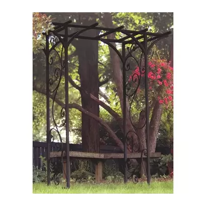 Panacea 84"x76"x26" Black Garden Arbor With Vines